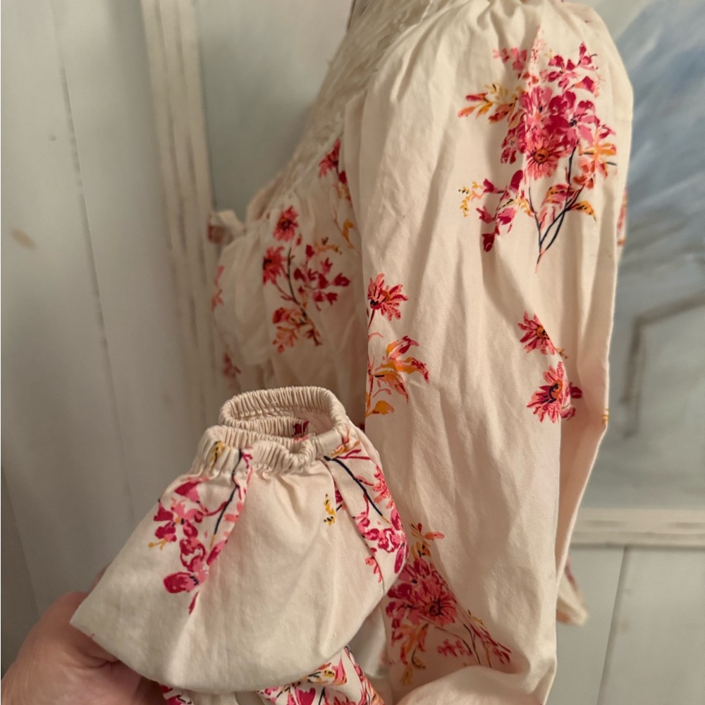Free People Cream and Pink Floral Blouse - Picture 7 of 8